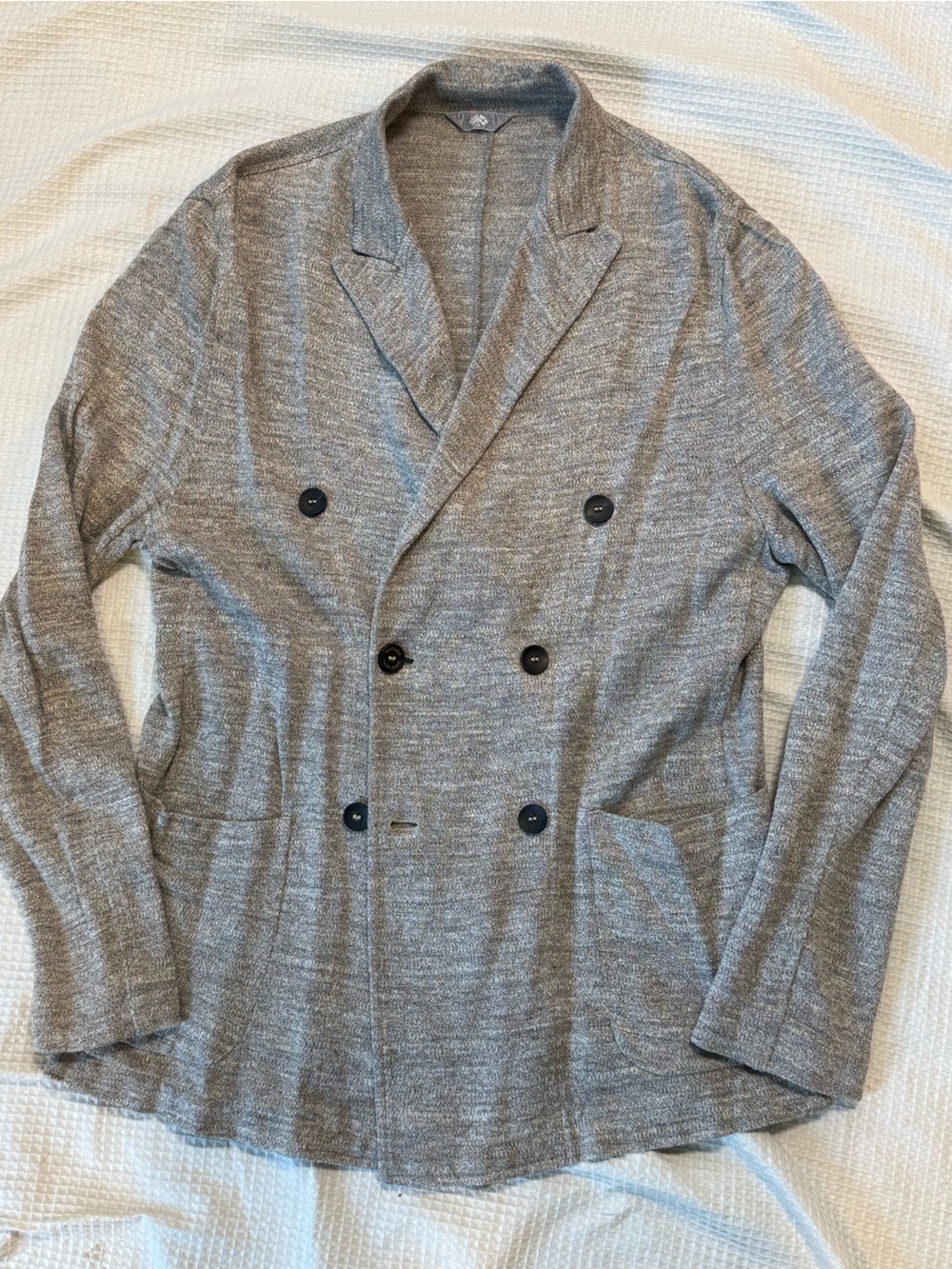 Postage Men's Double-Breasted Heather Gray Knit Blazer